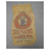 Vintage Adirondack Brand Potatoes Burlap Sack