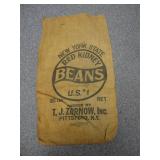 Vintage New York Red Kidney Beans Burlap Sack