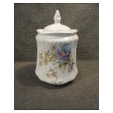 Antique Victorian Porcelain Biscuit Jar w/Orchids
