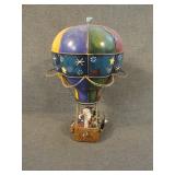 Vintage Metal Hot Air Balloon Music Box with Santa