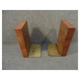 Vintage Brass & Wood Bookends