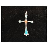 Vintage Native American Old Pawn Turquoise Cross