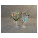 Vintage Set 6 Blefeld Twist Stem Colored Cordials