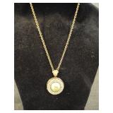 Vintage Guilloche Enamel Rose & Pearls Locket