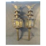 Pair of Antique Gilt Brass Eagle Carriage Lanterns