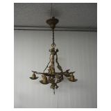 Antique Solid Brass Louis XV Hanging Chandelier.