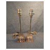 Pair of MCM Glass Candlestick Table Lamps