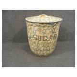 Antique Blue & Yellow Spongeware Sugar Canister
