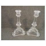 Pair of Signed Tiffany Glass Dolphin Candlesticks