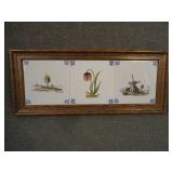 Lot of 3 Vintage Framed Delft Tiles