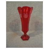 Vintage Fostoria Ruby Red Coin Glass Bud Vase