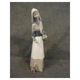Vintage Lladro Shepherdess #1034 Porcelain Figure