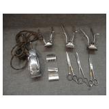 Lot of Vintage Haircutting Scissors and Supplies