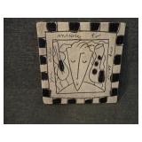 Vintage Sandra Magsamen Tile Plaque Checked