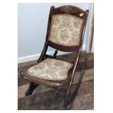 Antique sewing rocking chair carved wood