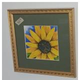 watercolor pen sunflower print picture  nice frame
