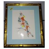 Faux Bamboo Frame watercolors hummingbird