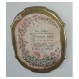 Vintage Our Father' praher glass picture NOTE