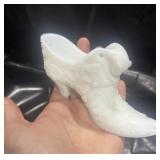 Fenton White Milk Glass Slipper Figurine Decor