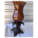 Art Glass Amber Glass Hurricane Lamp