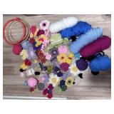 Crochet 3-D Flowers Yarn and Hoop Lot