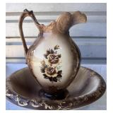 Hand Painted Pitcher and bowl Wash Basin