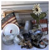 Folk Art Lot American Flag Metal Basket Booth Lot