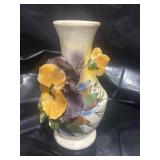 Italy Vase Hand painted purple yellow pansy