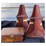 Wooden matching Corner Shelf lot and jewelry box