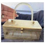 Amazing mother of pearl  Box Purse Lucite Handle
