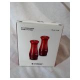 Red Salt and Pepper Shakers Le Crueset