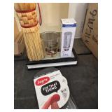 Fix that Thing, scrub brush, shot glass, lite bulb