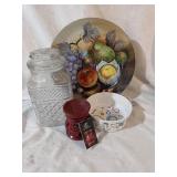 Canister Jar, Fruit plate, cat bowl and