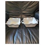 2 casserole type wavy dishes
