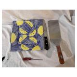 12' Square Lemon Dish, Spatula, knife, tool