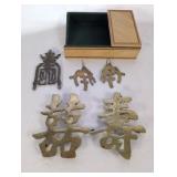 Asian Brass, brass earrings and bamboo box