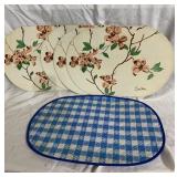 Vintage Oval Designed and Checkard Placemats dirty