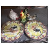 Rooster themed kitchenware figurine decor