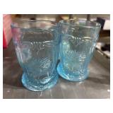 Mosser Glass Dahlia tumbler Teal Carnival 8 ounces