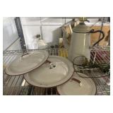 Pot lids and Tea kettle Lamp Enamel Ware