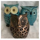 Owl Figurine lot of 3 Statues figures decor