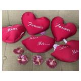 Valentine pillow candle lot - new condition