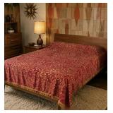 Mid century queen king bedspread velvet embossed