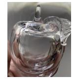 Hand blown clear glass art glass Apple Paperweight