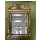 Gold wood mirrored wall shelf