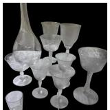 Vintage etched crystal lot