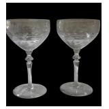 Floral Etched Tall Sherbet Glasses matching