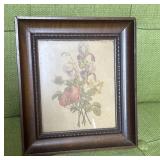 Wood frame rose print wall art picture 3X5