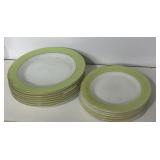Vintage Pyrex lime green milk glass plates dirty