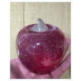 Red Apple paper weight art glass